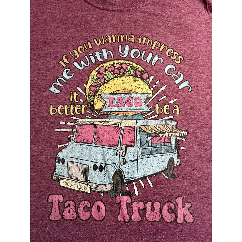 Funny Taco Truck T Shirt Adult Medium Pink Graphic T Food Humor Gildan Softstyle - Picture 3 of 6